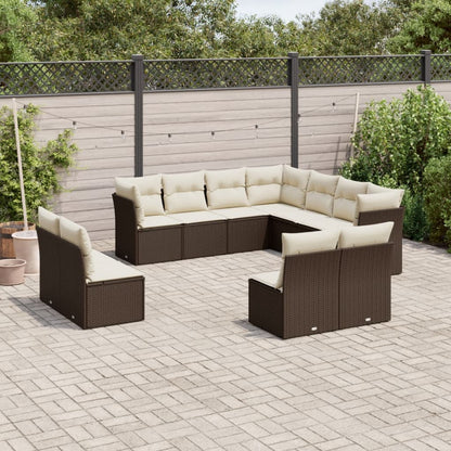 Set De Sofás De Jardín 11 Pzas Y Cojines Ratán Sintético Gris