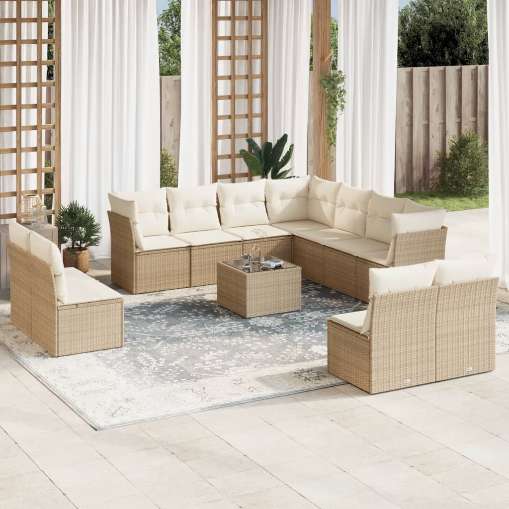Set De Sofás De Jardín 11 Pzas Y Cojines Ratán Sintético Gris