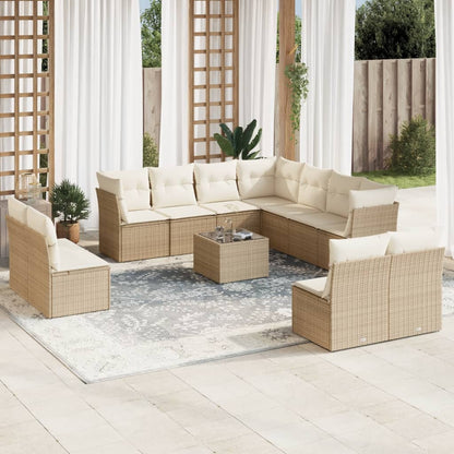 Set De Sofás De Jardín 11 Pzas Y Cojines Ratán Sintético Gris