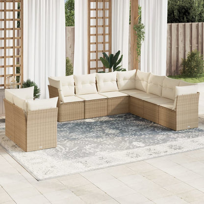 Set Sofás Jardín 10 Pzas Con Cojines Ratán Sintético