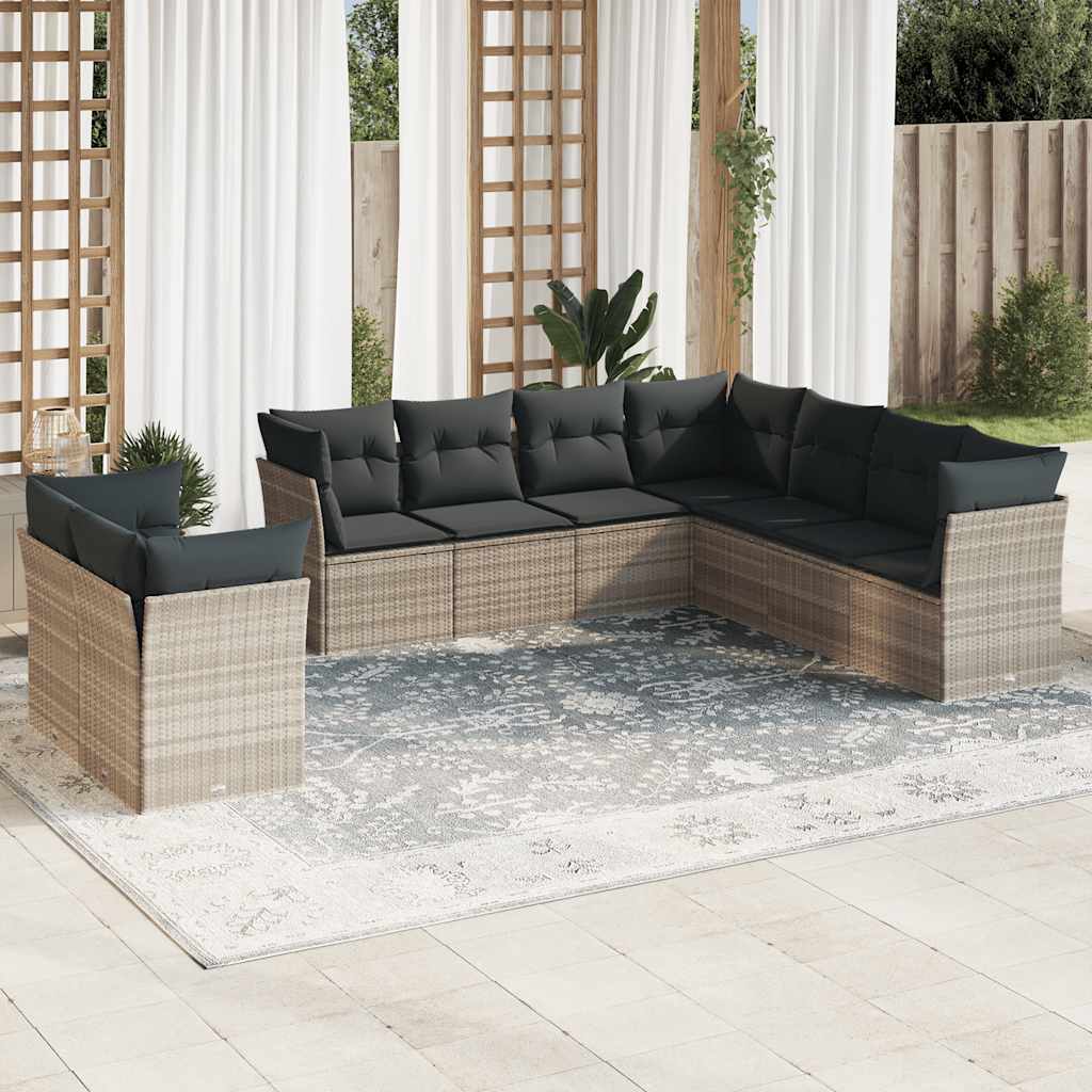 Set Sofás Jardín 10 Pzas Con Cojines Ratán Sintético
