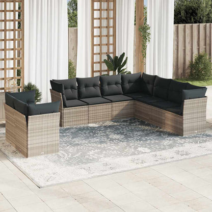 Set Sofás Jardín 10 Pzas Con Cojines Ratán Sintético
