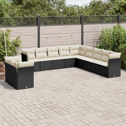 Set De Sofás De Jardín 11 Pzas Y Cojines Ratán Sintético Gris