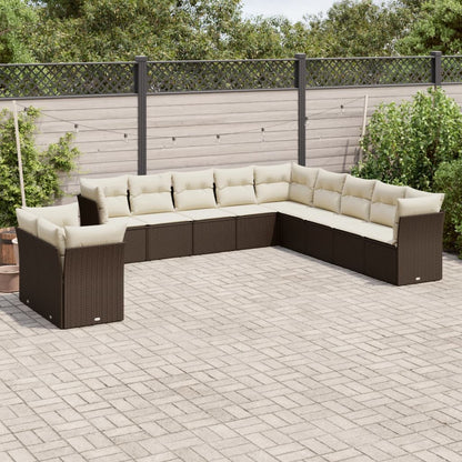 Set De Sofás De Jardín 11 Pzas Y Cojines Ratán Sintético Gris