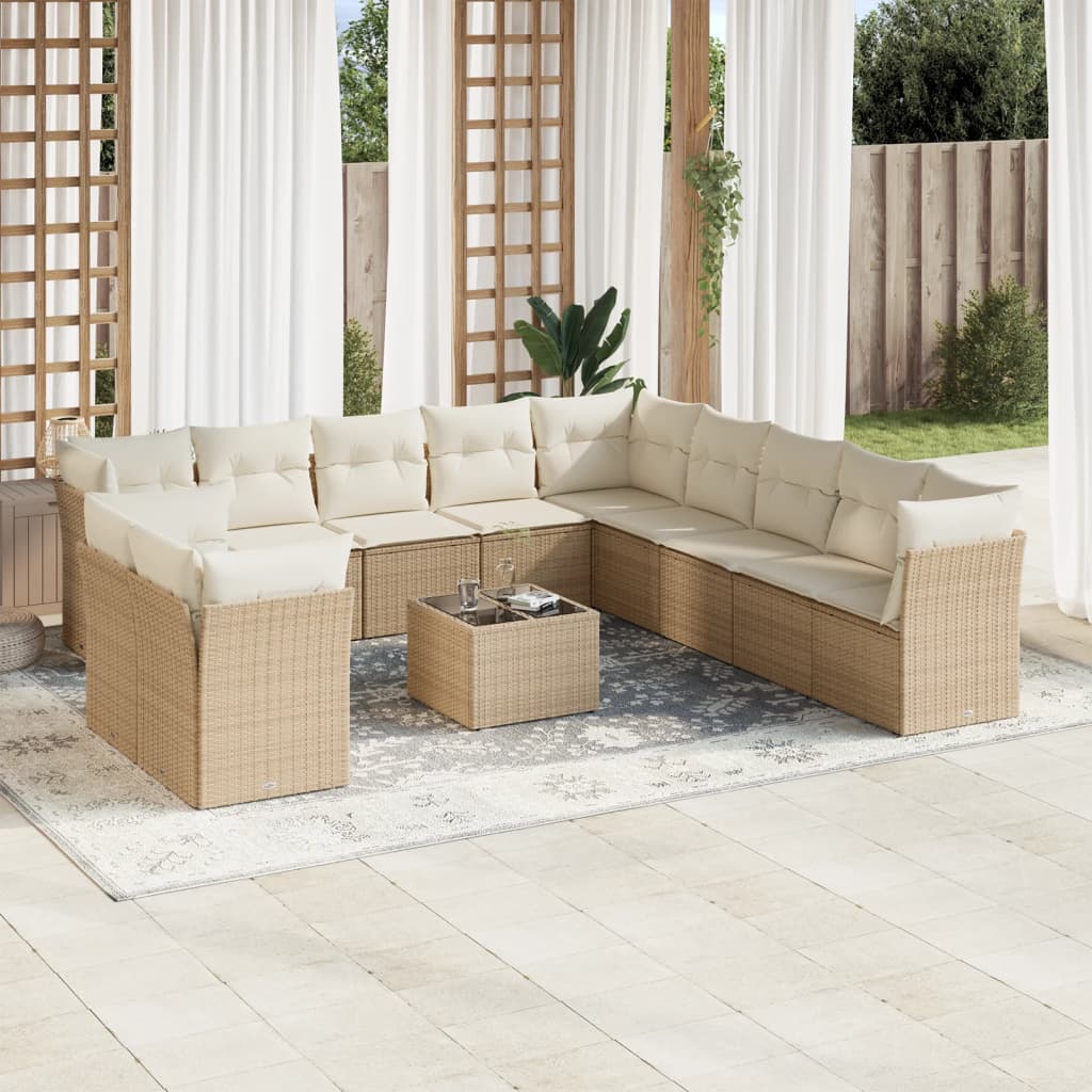 Set De Sofás De Jardín 11 Pzas Y Cojines Ratán Sintético Gris