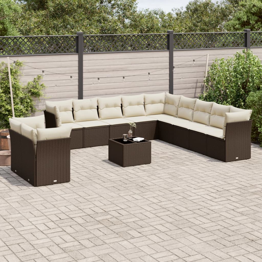 Set De Sofás De Jardín 11 Pzas Y Cojines Ratán Sintético Gris
