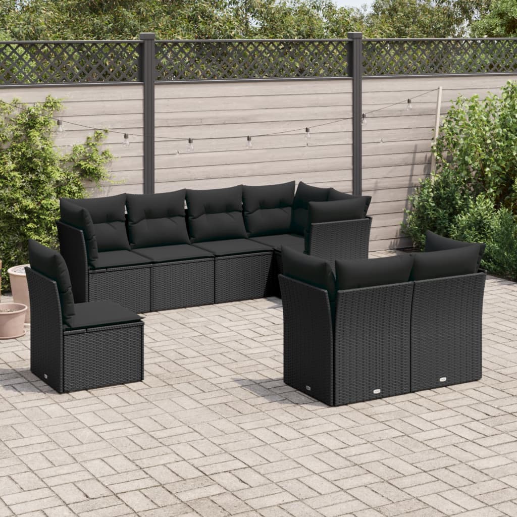 Set De Sofás De Jardín 8 Pzas Y Cojines Ratán Sintético Gris