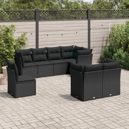 Set De Sofás De Jardín 8 Pzas Y Cojines Ratán Sintético Gris