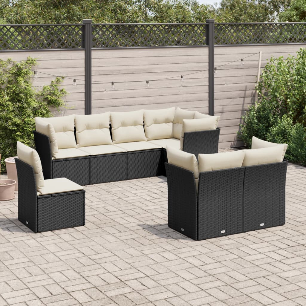 Set De Sofás De Jardín 8 Pzas Y Cojines Ratán Sintético Gris