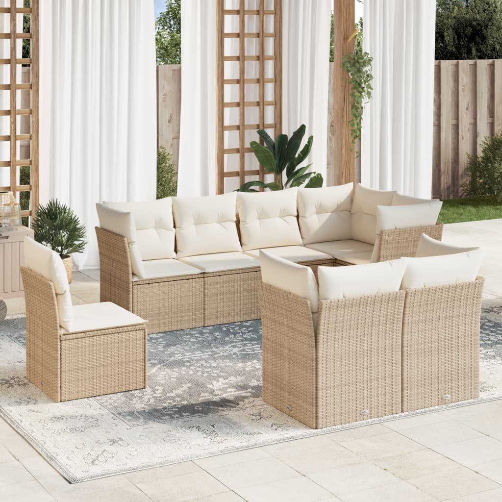 Set De Sofás De Jardín 8 Pzas Y Cojines Ratán Sintético Gris