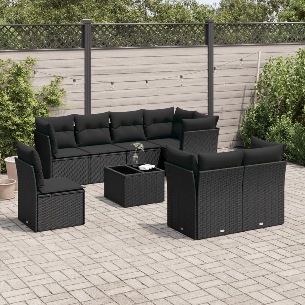 Set De Sofás De Jardín 8 Pzas Y Cojines Ratán Sintético Gris