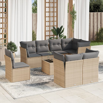 Set De Sofás De Jardín 8 Pzas Y Cojines Ratán Sintético Gris