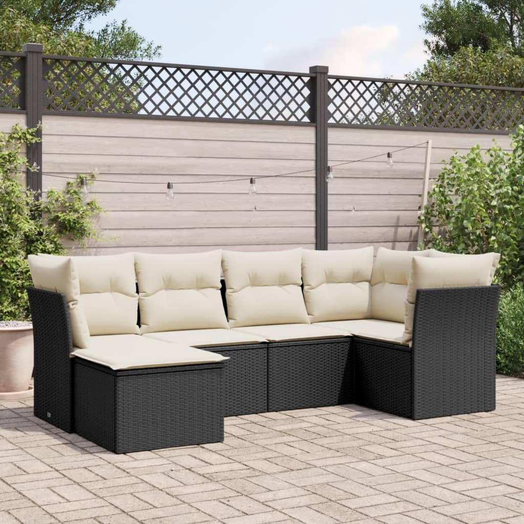 Set De Sofás De Jardín 6 Pzas Y Cojines Ratán Sintético Gris