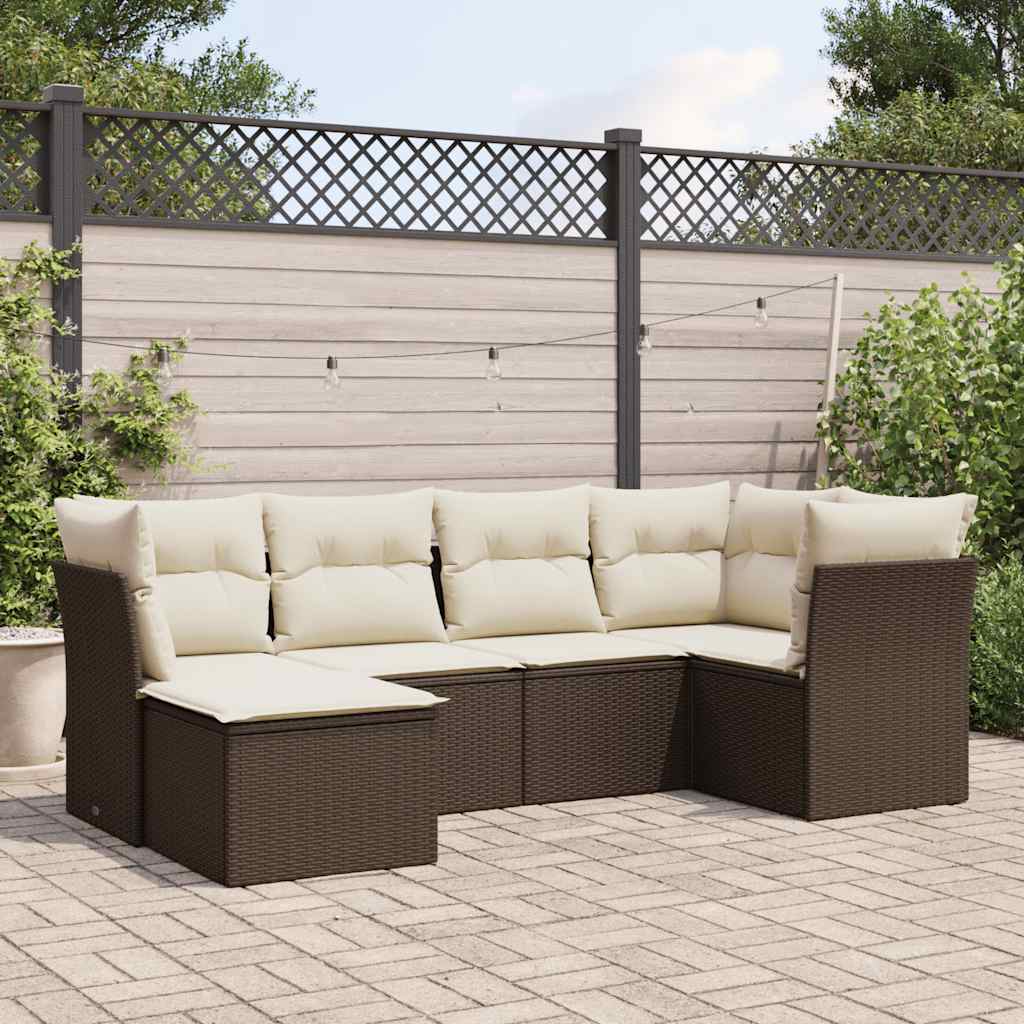 Set De Sofás De Jardín 6 Pzas Y Cojines Ratán Sintético Gris