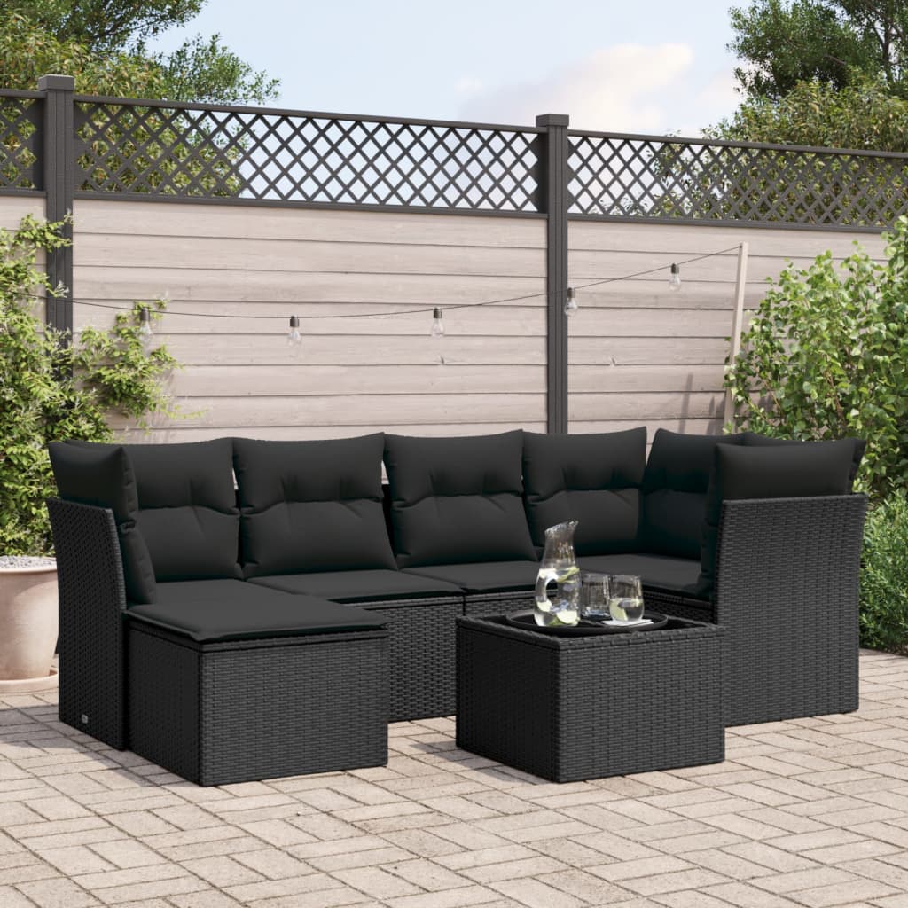 Set De Sofás De Jardín 6 Pzas Y Cojines Ratán Sintético Gris