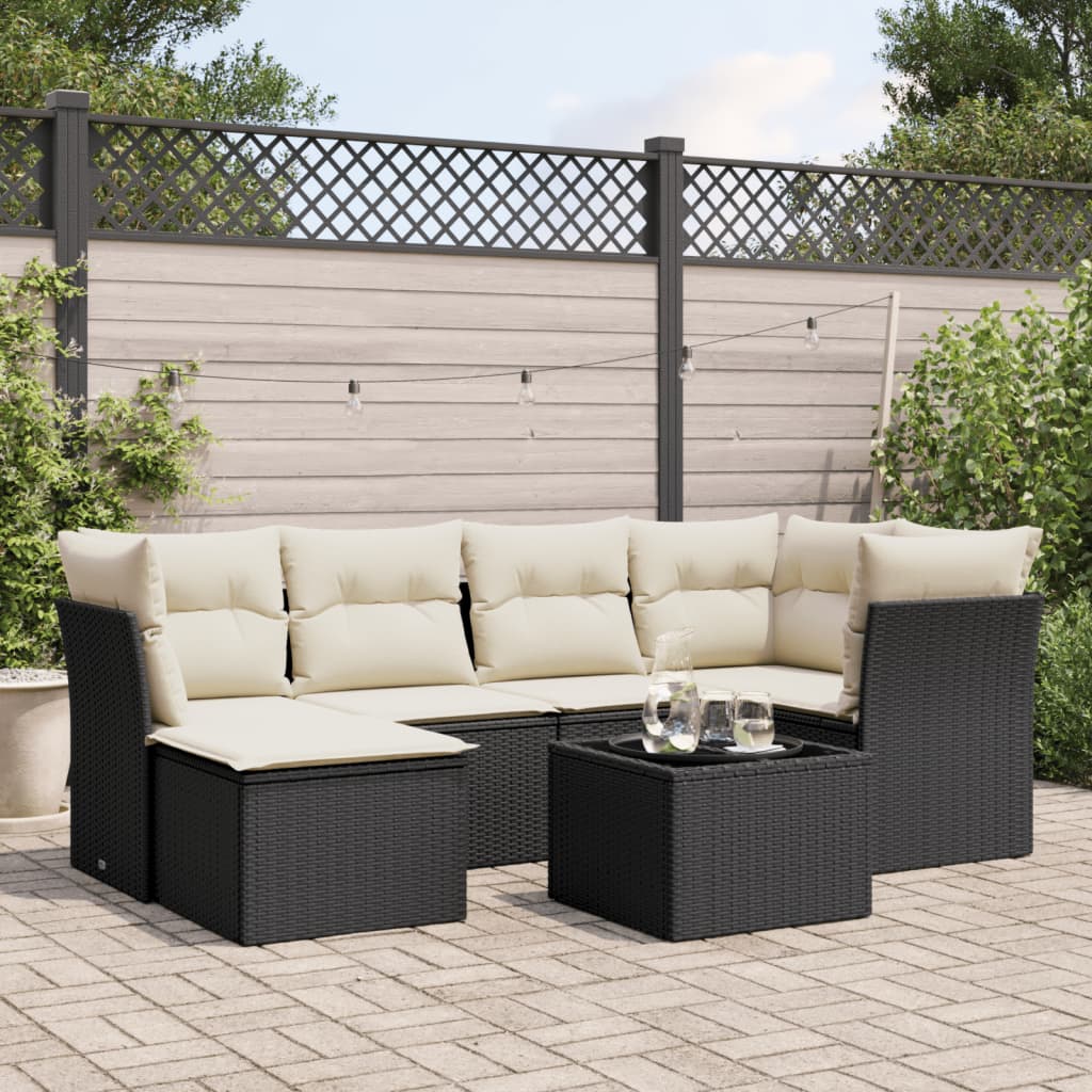 Set De Sofás De Jardín 6 Pzas Y Cojines Ratán Sintético Gris