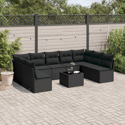 Set De Sofás De Jardín 9 Pzas Con Cojines Ratán Sintético Beige
