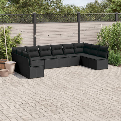 Set De Sofás De Jardín 11 Pzas Y Cojines Ratán Sintético Gris