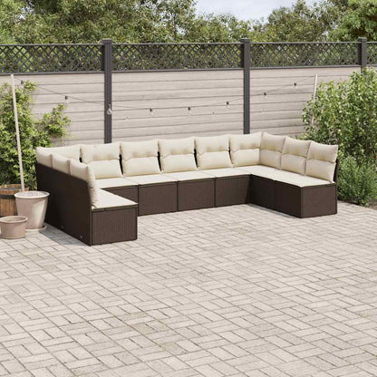 Set De Sofás De Jardín 11 Pzas Y Cojines Ratán Sintético Gris