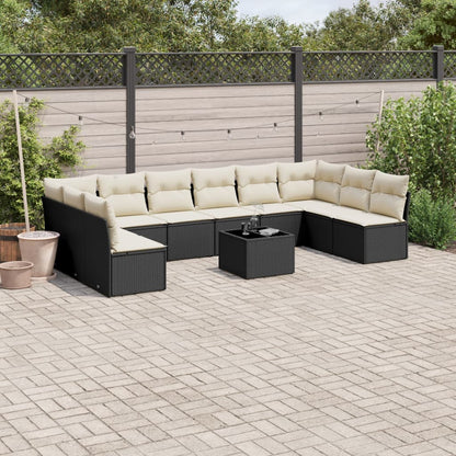 Set De Sofás De Jardín 11 Pzas Y Cojines Ratán Sintético Gris