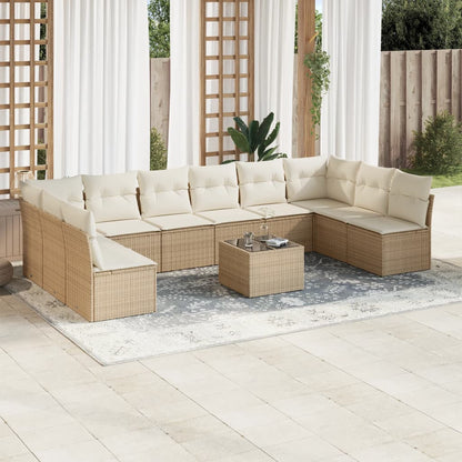 Set De Sofás De Jardín 11 Pzas Y Cojines Ratán Sintético Gris