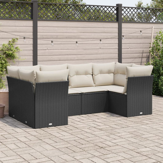 Set De Sofás De Jardín 6 Piezas Y Cojines Ratán Sintético Negro