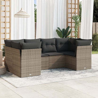 Set De Sofás De Jardín 6 Piezas Y Cojines Ratán Sintético Negro