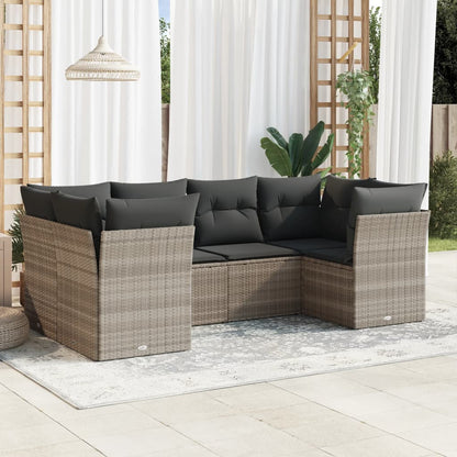 Set De Sofás De Jardín 6 Piezas Y Cojines Ratán Sintético Negro