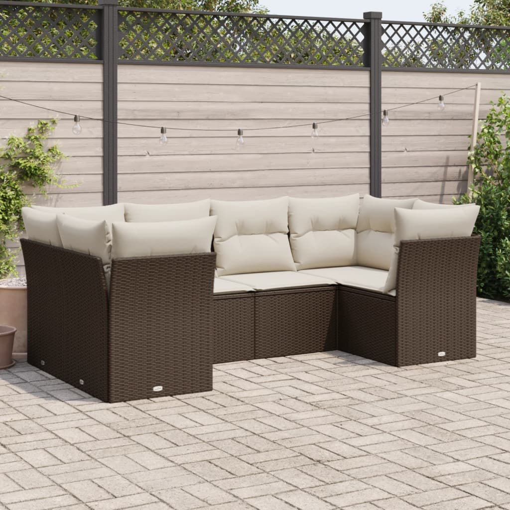 Set De Sofás De Jardín 6 Piezas Y Cojines Ratán Sintético Negro