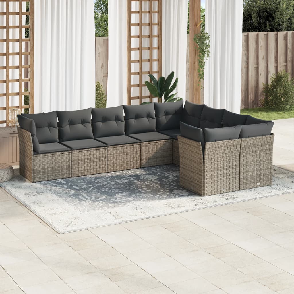 Set Sofás Jardín 10 Pzas Con Cojines Ratán Sintético