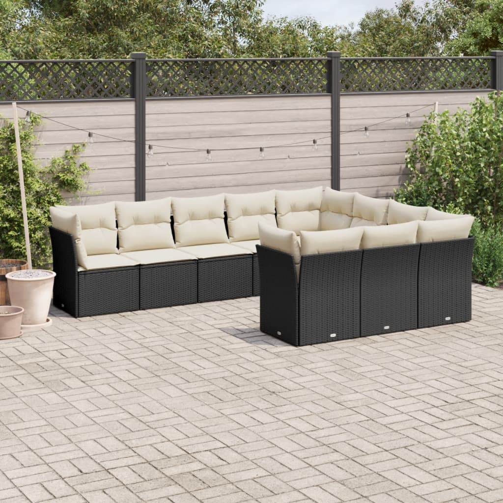 Set De Sofás De Jardín 11Pzas Con Cojines Ratán Sintético Beige