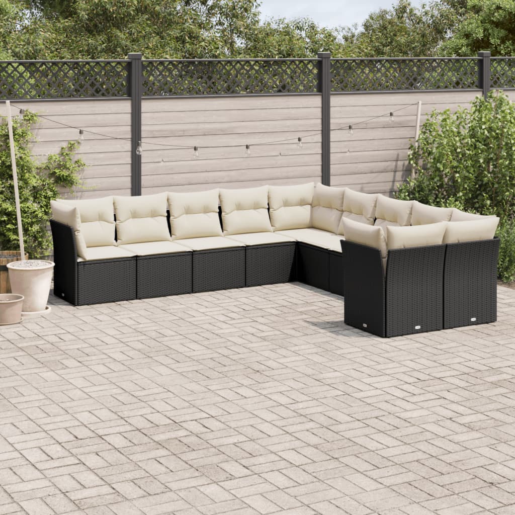 Set Sofás Jardín 10 Pzas Con Cojines Ratán Sintético