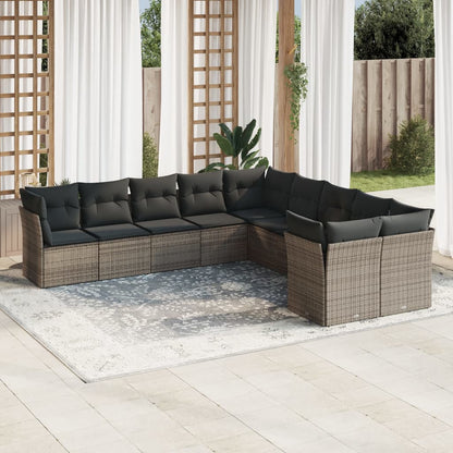 Set Sofás Jardín 10 Pzas Con Cojines Ratán Sintético