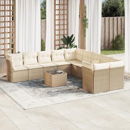 Set Sofás Jardín 10 Pzas Con Cojines Ratán Sintético