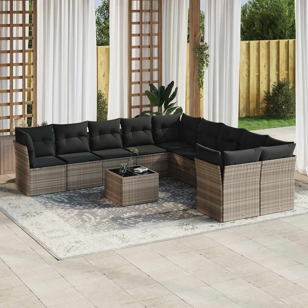 Set Sofás Jardín 10 Pzas Con Cojines Ratán Sintético