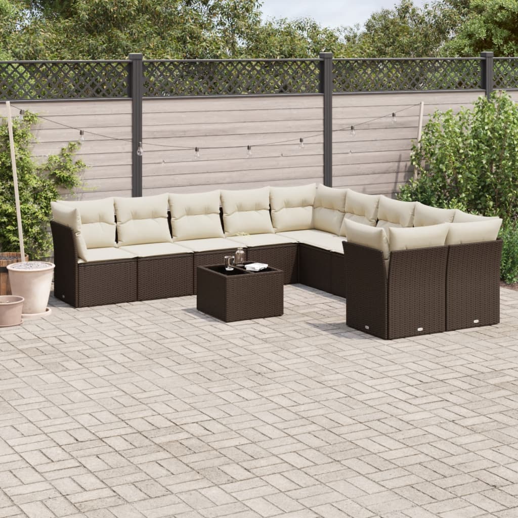 Set Sofás Jardín 10 Pzas Con Cojines Ratán Sintético