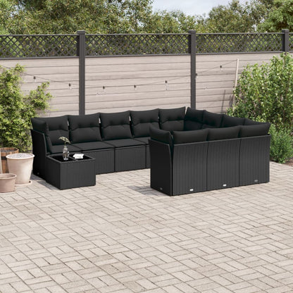 Set De Sofás De Jardín 11Pzas Con Cojines Ratán Sintético Beige