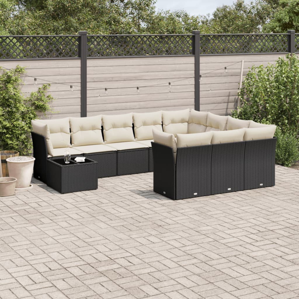 Set De Sofás De Jardín 11Pzas Con Cojines Ratán Sintético Beige