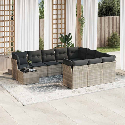 Set De Sofás De Jardín 11Pzas Con Cojines Ratán Sintético Beige