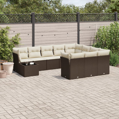 Set De Sofás De Jardín 11Pzas Con Cojines Ratán Sintético Beige