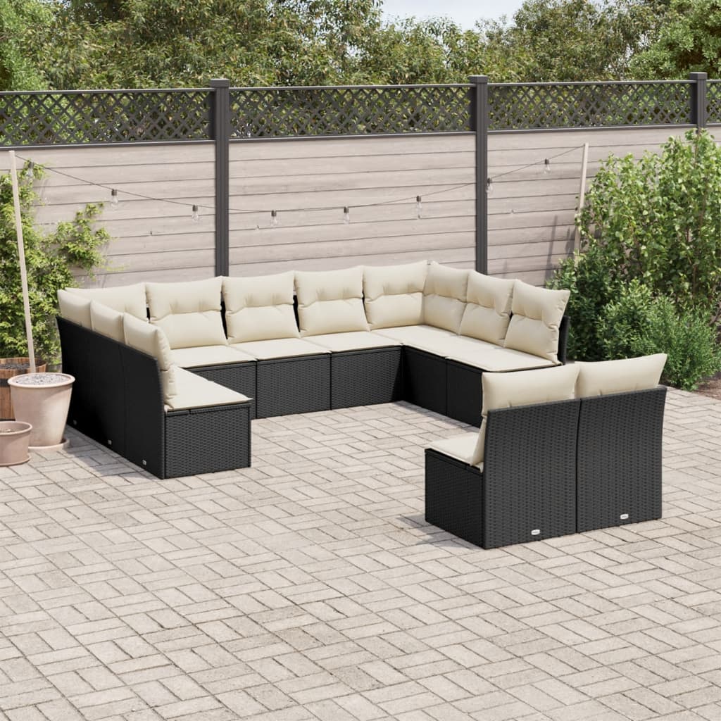 Set De Sofás De Jardín 12 Pzas Y Cojines Ratán Sintético Gris