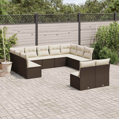 Set De Sofás De Jardín 12 Pzas Y Cojines Ratán Sintético Gris