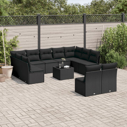 Set De Sofás De Jardín 12 Pzas Y Cojines Ratán Sintético Gris