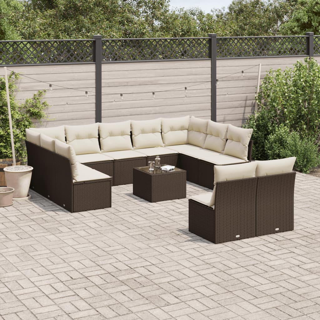 Set De Sofás De Jardín 12 Pzas Y Cojines Ratán Sintético Gris