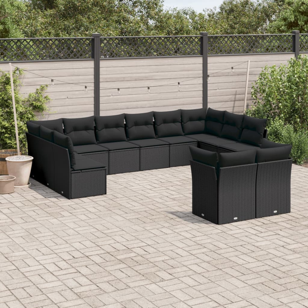 Set De Sofás De Jardín 12 Pzas Y Cojines Ratán Sintético Gris