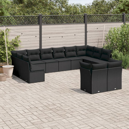 Set De Sofás De Jardín 12 Pzas Y Cojines Ratán Sintético Gris