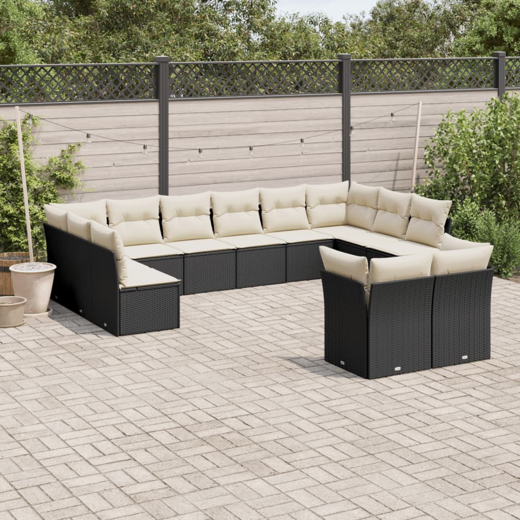 Set De Sofás De Jardín 12 Pzas Y Cojines Ratán Sintético Gris