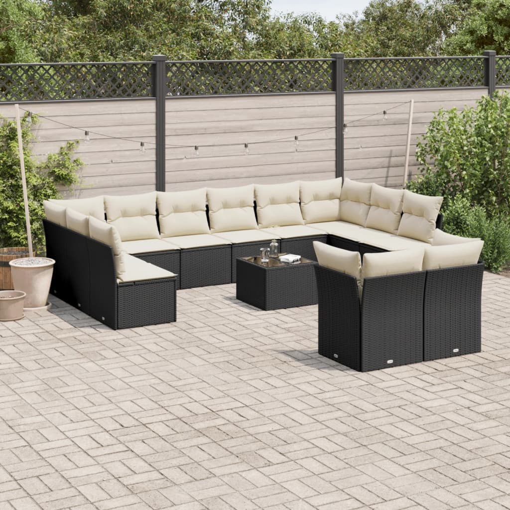 Set De Sofás De Jardín 12 Pzas Y Cojines Ratán Sintético Gris