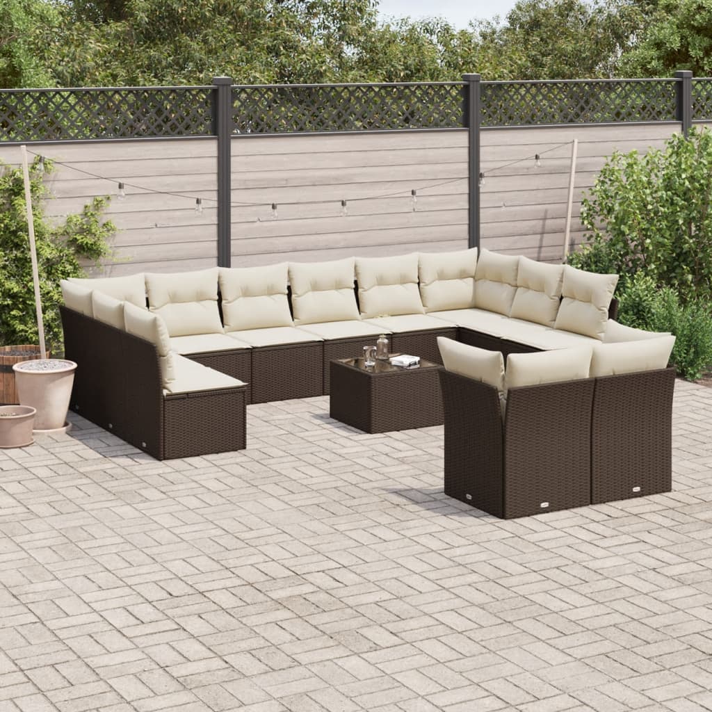 Set De Sofás De Jardín 12 Pzas Y Cojines Ratán Sintético Gris