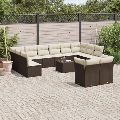 Set De Sofás De Jardín 12 Pzas Y Cojines Ratán Sintético Gris